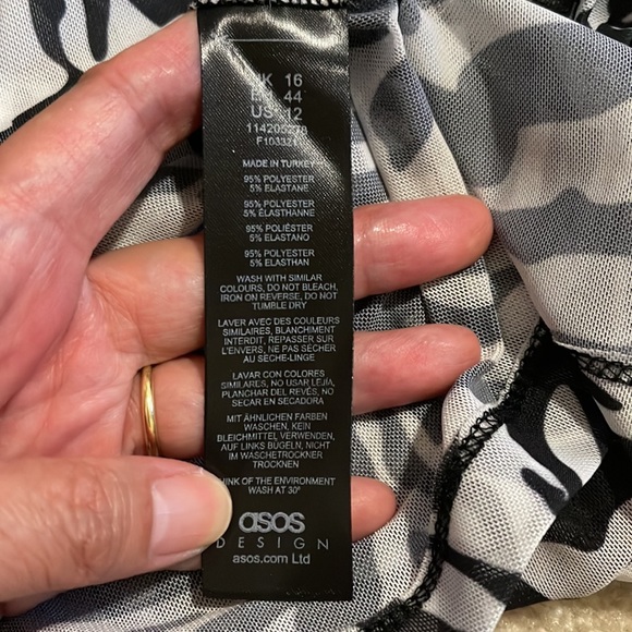 ASOS Design Zebra Print Mesh Cropped Shirt with Tie Closure Black White-12 Tall - Picture 11 of 13